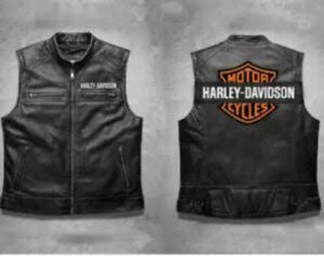 Harley Davidson Men's Passing Link Vest Starts Rugged Cow Leather