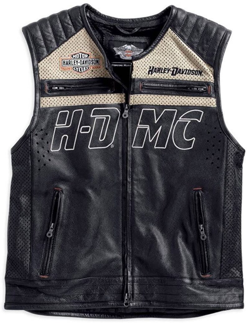 Harley Davidson Men's Passing Link Vest Starts Rugged Cow Etsy