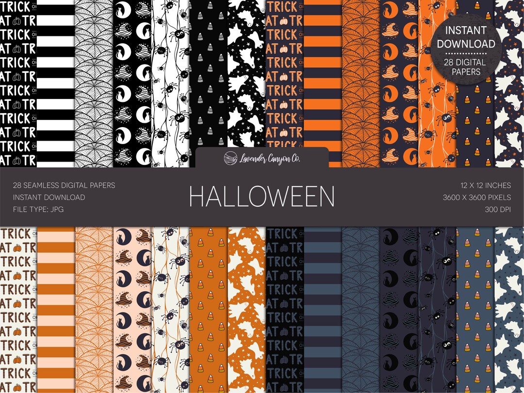 Halloween Digital Paper Set | Seamless Background | Printable (instant ...