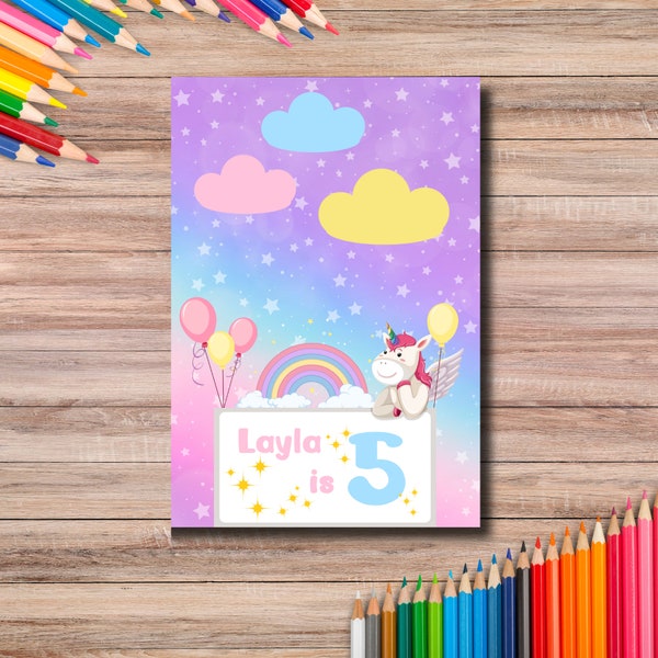 Personalised Unicorn Colouring In Book | Unicorn Party Favour | Children's Party Bag Filler | Unicorn Party | Children's Party Activity |