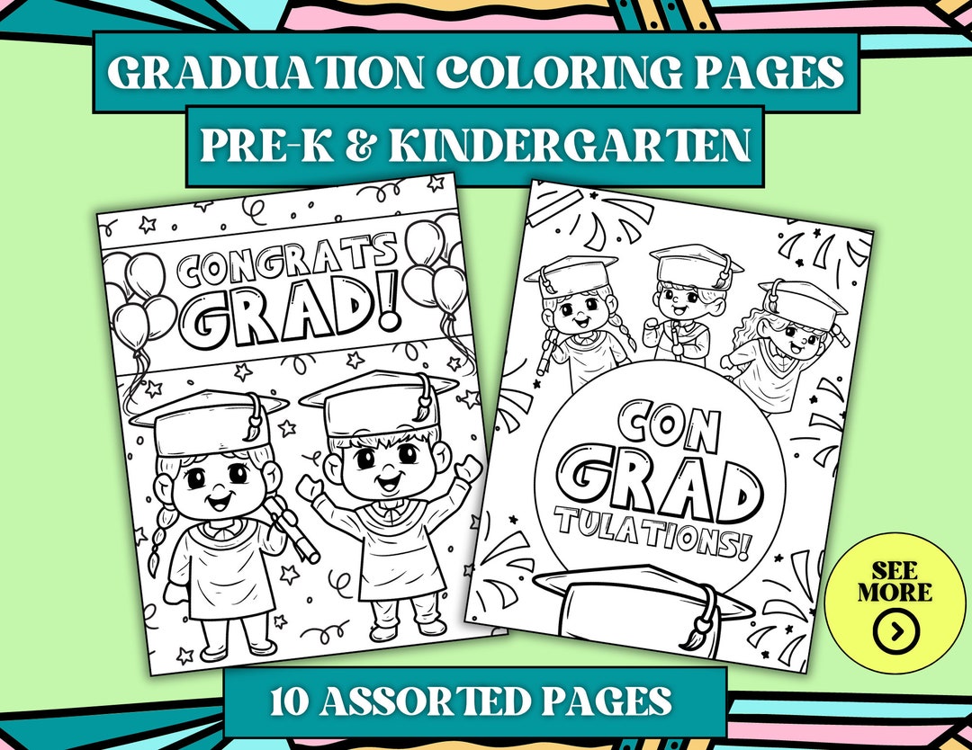 Preschool Graduation Coloring Pages Kindergarten Graduation - Etsy