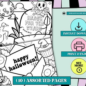 10 Halloween Coloring Pages for Kids Halloween Party Activity Printable ...