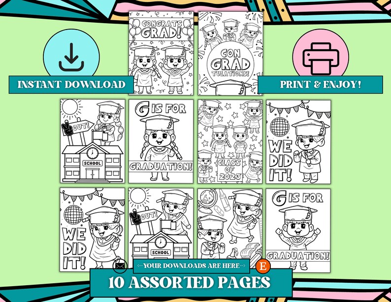 Preschool Graduation Coloring Pages Kindergarten Graduation - Etsy