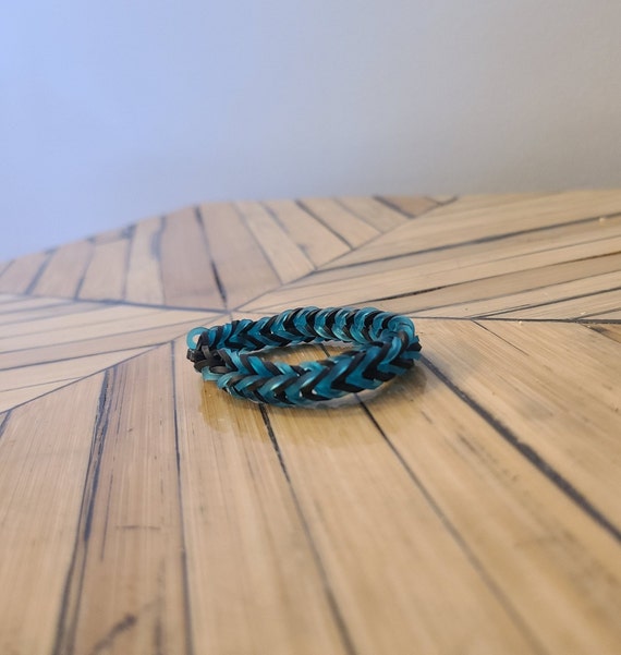 Black and Jelly Blue Loom Bracelet Fishtail Design Etsy