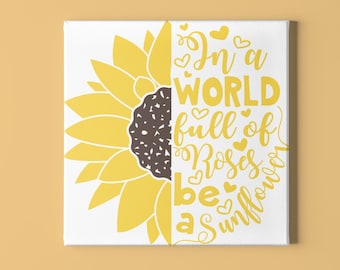 Sunflower Canvas Wall Art: Rustic Farmhouse Floral Decor