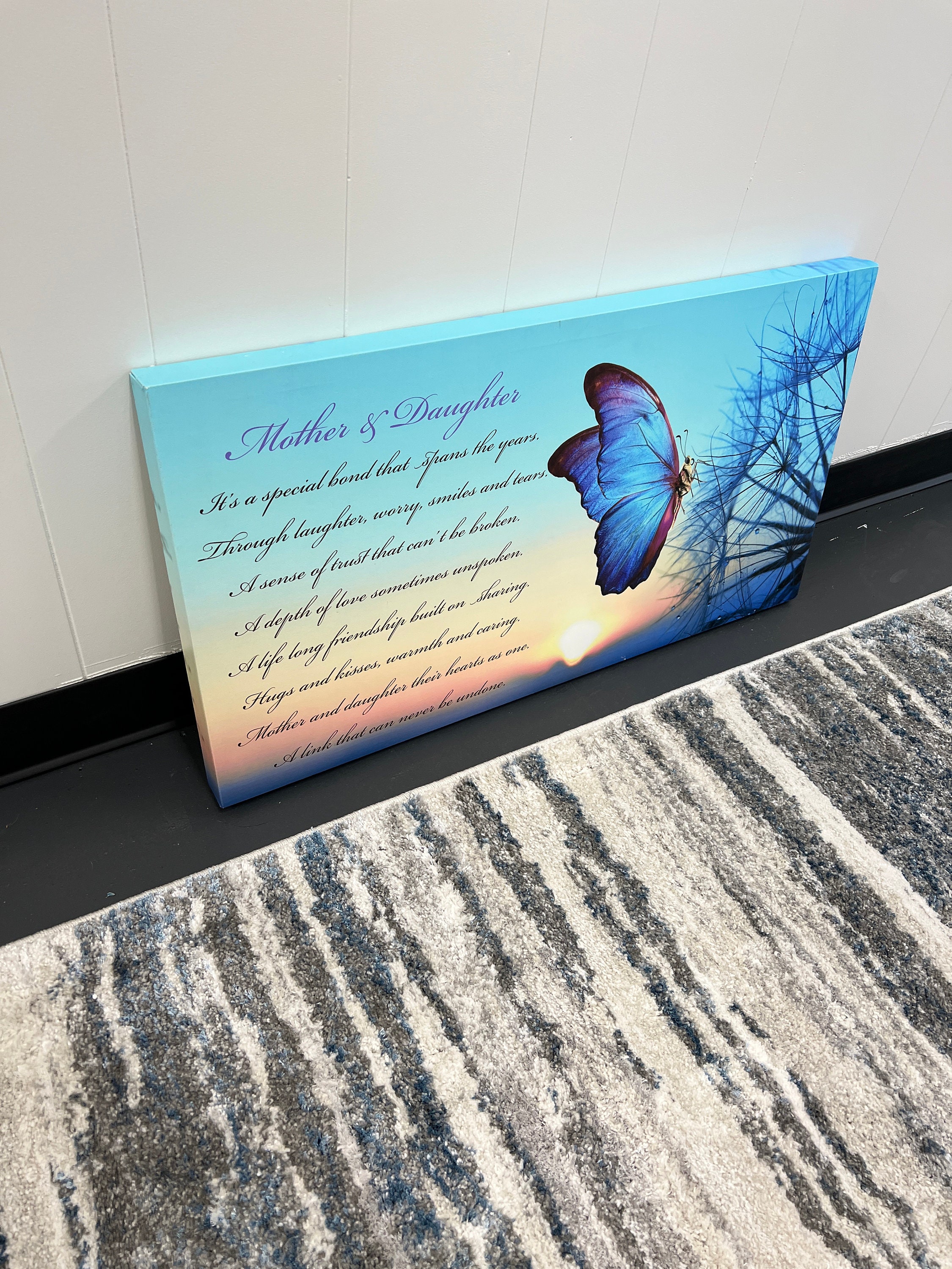Mother Daughter Canvas Art: Butterfly Sunset Inspirational Quote - Etsy