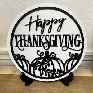 Happy Thanksgiving sign, thanksgiving decor, wood sign, 12&quot; sign