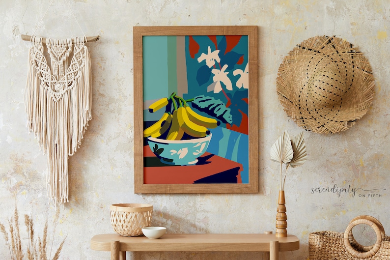 Banana Wall Art Minimalist Art Retro Modern Wall Art Food Still Life ...