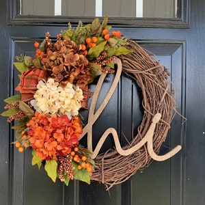 Fall Wreath, Fall Wreath for Front Door, Autumn Wreath, Fall Hydrangea Wreath, Fall Hi Wreath, Autumn Hi Wreath, Thanksgiving Wreath