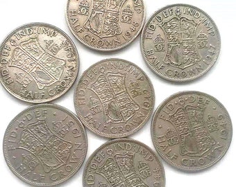 Old silver  British half crowns coins.coins are  a gift for family,friends,colleagues.classmates,teachers elders and parent's .