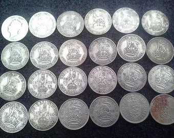 Old British silver coins.one shillings coins. coins are gifts for family,friends,colleagues.classmates,teachers  elders and parent's.