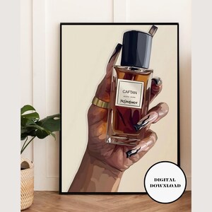 Black Woman Art Print: Caftan Perfume Poster, Afro Room Decor (Digital Download)