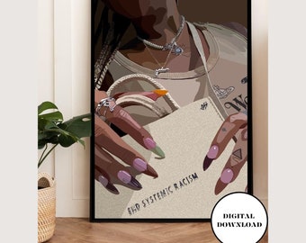 Black Girl Printable Wall Art, Black Girl Art, Digital Prints, Luxury Art, Instant Download, Printable Wall Art, Wall Decor