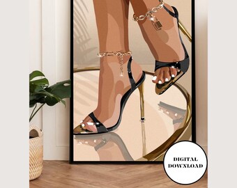 Black Girl Printable Wall Art, Black Art Prints, Black Girl Luxury Art, Fashion Prints, Instant Download, Wall Decor