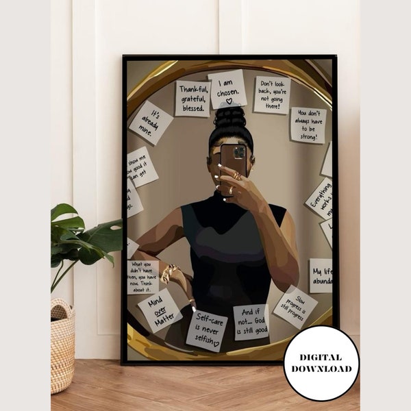 Black Girl Printable Wall Art, Black Girl Art, Affirmation Art, Wall Decor, Aesthetic Wall Art, Instant Download, Digital Prints