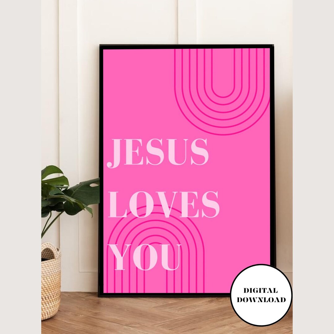 Christian Printable Wall Art, Jesus Art, Digital Prints, Pink Art ...