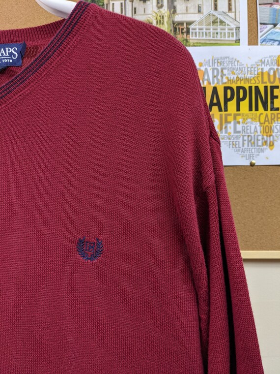 CHAPS V-neck Sweater in Maroon Size L 