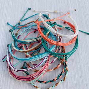 Stackable String Bracelet Choose Your Color Adjustable String Bracelet Pura Vida-Style Custom Mini Braided Charm BraceletAnklet
