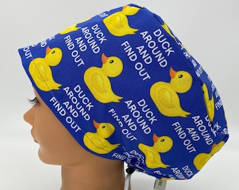 Duck, Women's Euro Scrub Cap, Surgical Hat, Funny Scrub Cap