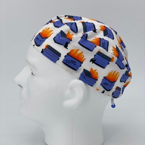 MENS Scrub Cap, Fire 2, Surgical Hat, guys scrub cap, funny scrub cap