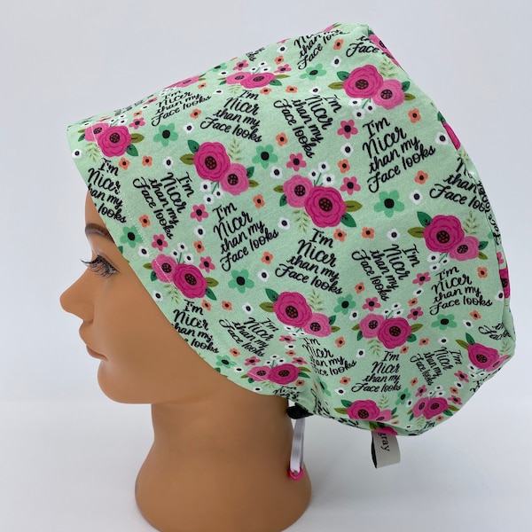 Nicer, Women's Euro Scrub Cap, Surgical Hat, Funny Scrub Cap