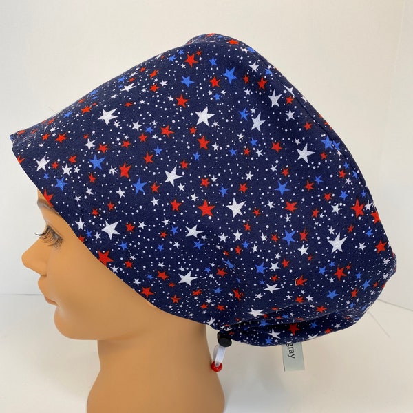 The Red, White, and Blue, Women's Euro Scrub Cap, Surgical Hat