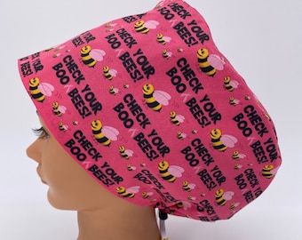 Boo Bees, Women's Euro Scrub Cap, Surgical Hat, Euro Scrub Cap