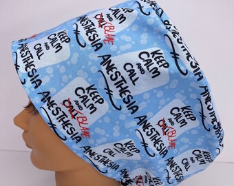Keep Calm & Call Anesthesia, Women's Euro Scrub Cap, Surgical Hat