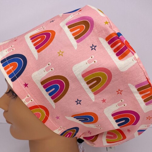 Rainbow Snails Women's Euro Scrub Cap 