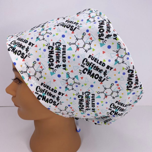 Women's Euro Scrub Cap, Caffeine, Surgical Hat, Funny Scrub Cap, Cute Scrub Cap