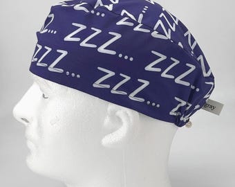 MENS Funny Scrub Cap, Navy Blue Surgical Hat, Anesthesia Humor Scrub Cap, ZZZ M2