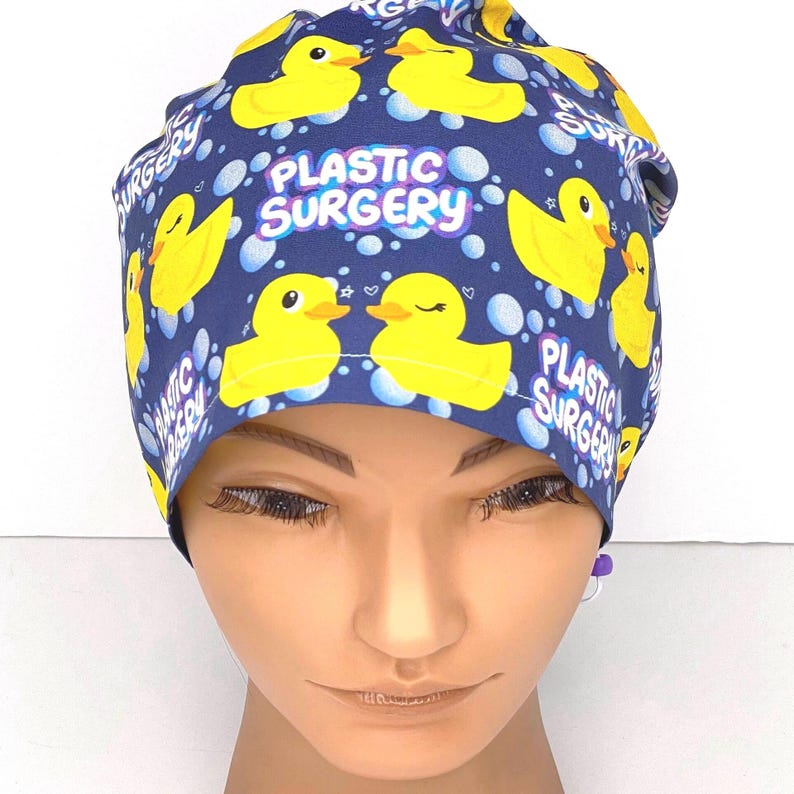 Gorro quirúrgico europeo divertido para mujer, gorro azul con patos y burbujas, para cirugía plástica. imagen 2