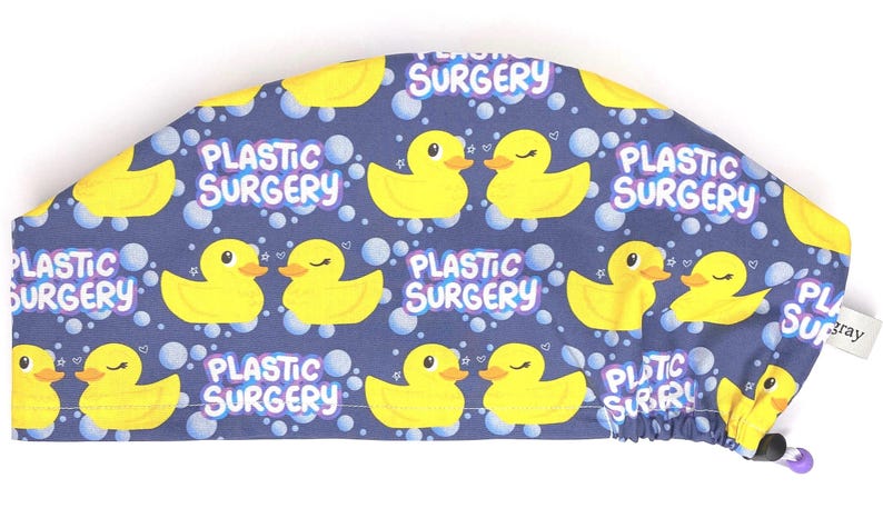 Gorro quirúrgico europeo divertido para mujer, gorro azul con patos y burbujas, para cirugía plástica. imagen 3