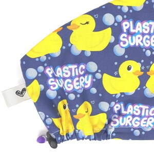 Gorro quirúrgico europeo divertido para mujer, gorro azul con patos y burbujas, para cirugía plástica. imagen 5