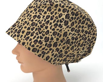 Women’s Cheetah Print Euro Surgical Scrub Cap, Cheetah