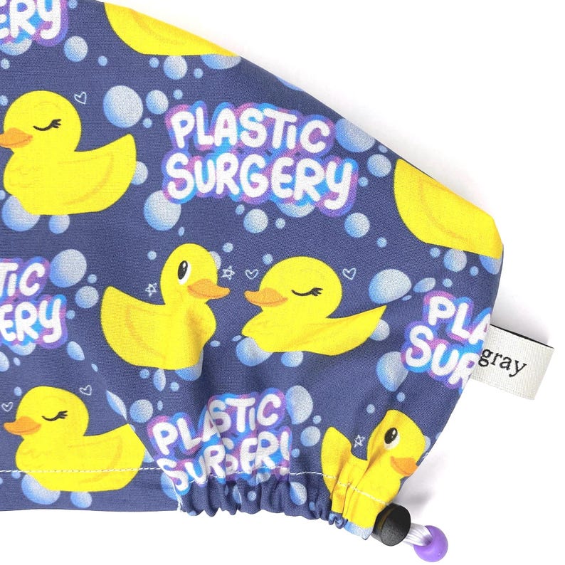 Gorro quirúrgico europeo divertido para mujer, gorro azul con patos y burbujas, para cirugía plástica. imagen 4