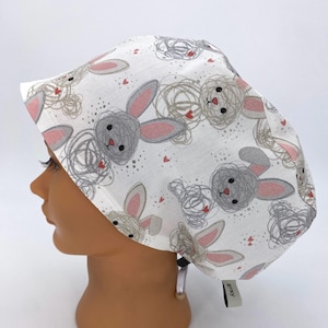 Funny Easter Euro Scrub Cap Women’s Surgical Hat With Rabbits, Binky Leaps