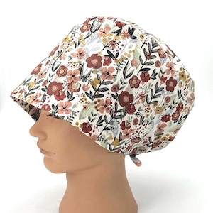 Women's Euro Scrub Cap, Floral Surgical Hat, Caroline