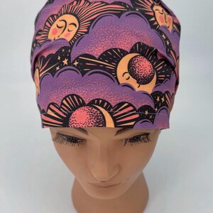Cute Celestial Scrub Cap Womens Euro Surgical Hat With Sun And Moon For Nurse CRNA Scrub RNFA Surgeon, Esme image 2