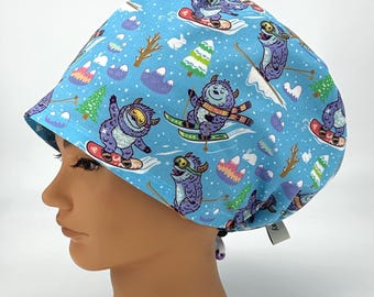 Christmas Scrub Cap Women's Euro Surgical Hat Winter Skiing, Lumi