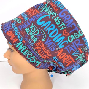Cute Scrub Cap Women&#39;s Euro Medical fSurgical Hat For Nurse Scrub CRNA Surgeon, Issues of the Heart