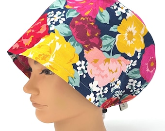 Floral Scrub Cap, Women's Euro Surgical Hat, Caitlyn
