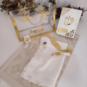 Luxry special box Prayer rug set,Quran gift set,Islamic Gift Set , Quran Favors,Prayer Gift Set,Islamic Gifts ,Islamic Wedding Gift Acti
