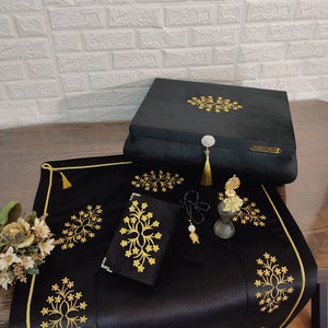 Embroidered Handmade Prayer Rug ,Embroidered islamic prayer mat,Islamic Gift Set, Prayer Mat ,Islamic Gifts, Muslim Fathers Day Gift ,