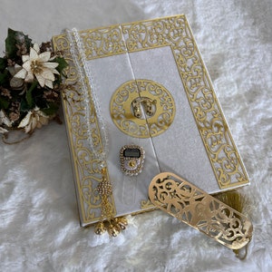 Personalized Velvet Quran with Luxry special box Islamic Wedding Gift Set Quran Favors,Prayer Gift Set islamic decor