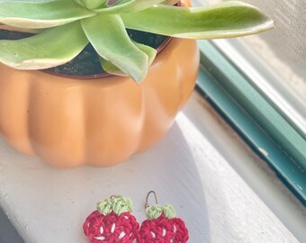 Colorful Crochet Earrings - Strawberry, Lavender or Daisy Earring Set