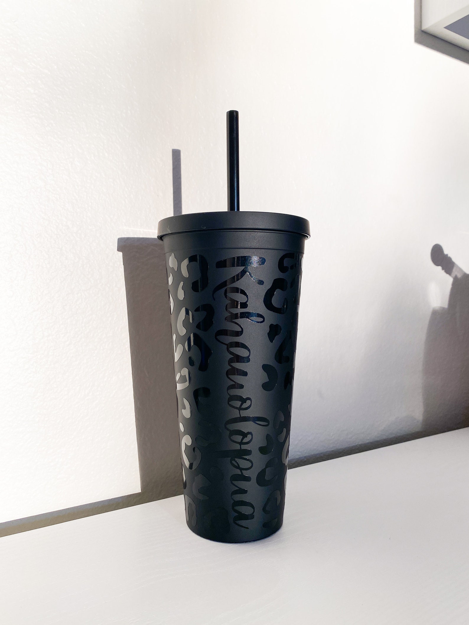 Matte Black Tumbler Leopard Print Tumbler Custom Tumbler | Etsy