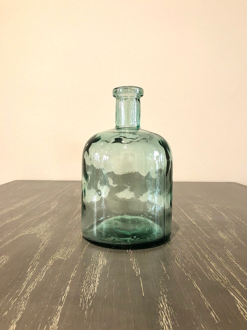 Farm House Glass Jug Glass Vase Blue Tint Home Decor Etsy