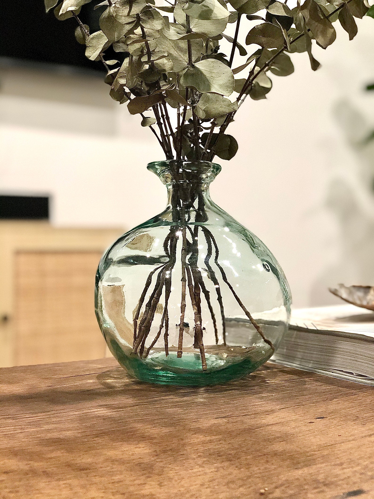 Round Glass Vase Farmhouse Home Decor Vintage Ballon Styled Etsy