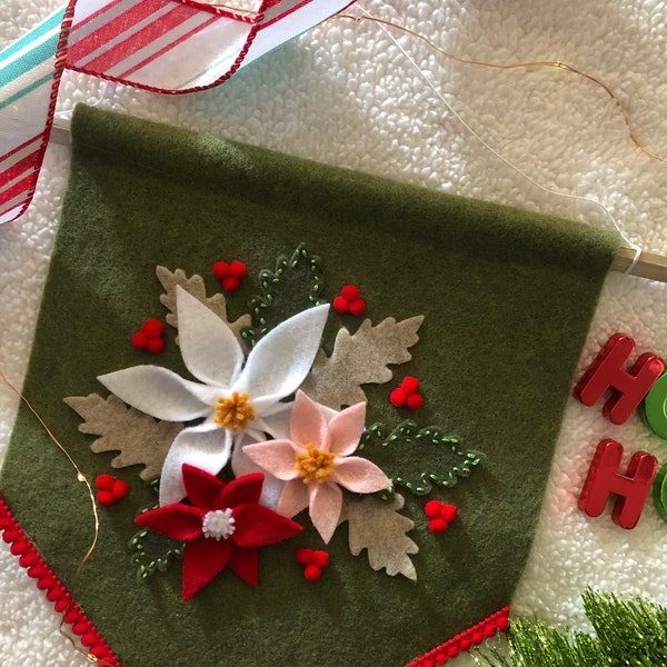 Holiday Poinsettia - Felt Banner